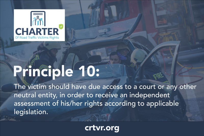Graphic highlighting Principle 10 of the Charter of Road Traffic Victims' Rights