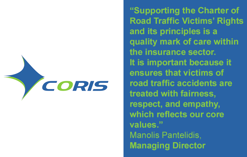 Supporting the Charter of Road Traffic Victims' Rights is a "quality mark of care" for the insurance sector, according to Manolis Pantelidis of Coris Greece who have become official supporters of the Charter. 